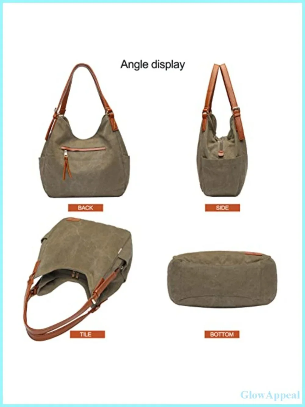 Canvas Hobo Purse Multi Pocket Tote Shoulder Bag with Embroidery Ethnic